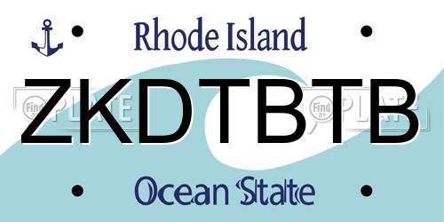 ZKDTBTB Rhode Island License Plate
