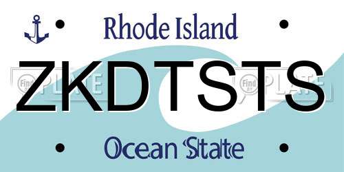 ZKDTSTS Rhode Island License Plate