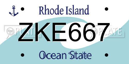 ZKE667 Rhode Island License Plate