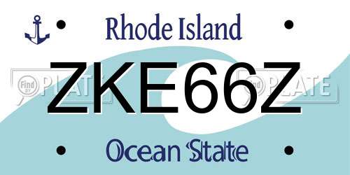 ZKE66Z Rhode Island License Plate