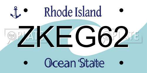 ZKEG62 Rhode Island License Plate