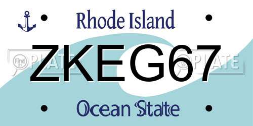 ZKEG67 Rhode Island License Plate
