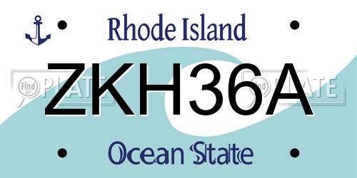 ZKH36A Rhode Island License Plate