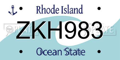 ZKH983 Rhode Island License Plate