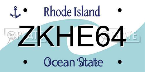 ZKHE64 Rhode Island License Plate
