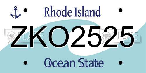 ZKO2525 Rhode Island License Plate