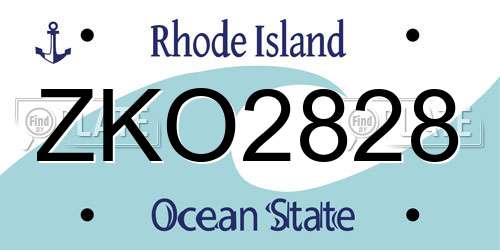 ZKO2828 Rhode Island License Plate