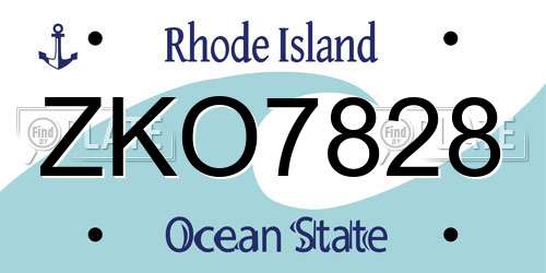 ZKO7828 Rhode Island License Plate