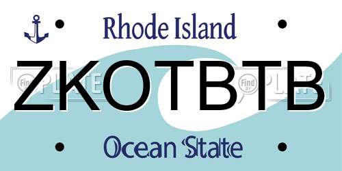ZKOTBTB Rhode Island License Plate