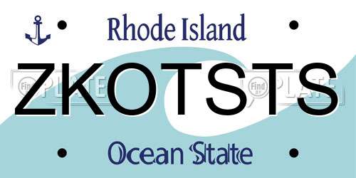 ZKOTSTS Rhode Island License Plate