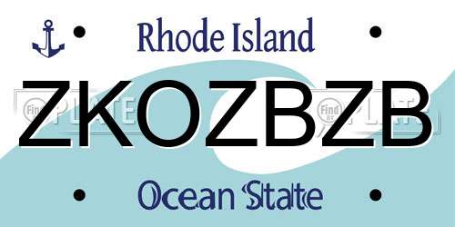 ZKOZBZB Rhode Island License Plate