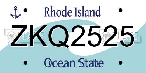 ZKQ2525 Rhode Island License Plate