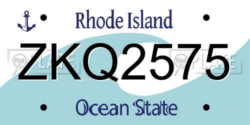 ZKQ2575 Rhode Island License Plate