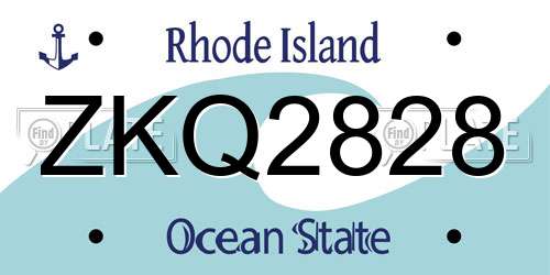 ZKQ2828 Rhode Island License Plate