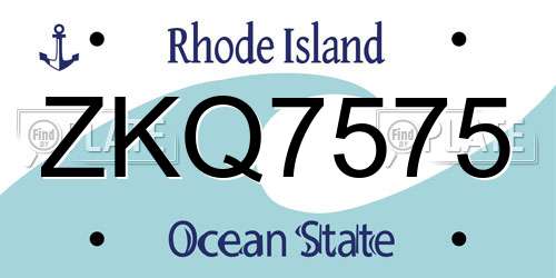 ZKQ7575 Rhode Island License Plate