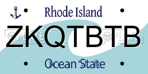 ZKQTBTB Rhode Island License Plate