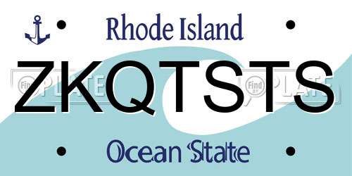 ZKQTSTS Rhode Island License Plate