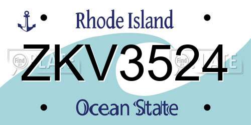 ZKV3524 Rhode Island License Plate