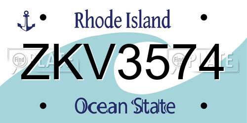 ZKV3574 Rhode Island License Plate