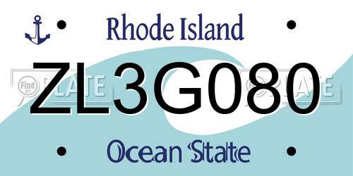 ZL3G080 Rhode Island License Plate