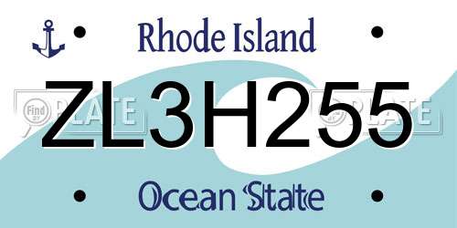 ZL3H255 Rhode Island License Plate