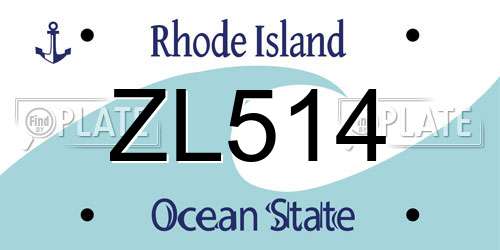 ZL514 Rhode Island License Plate