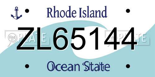 ZL65144 Rhode Island License Plate