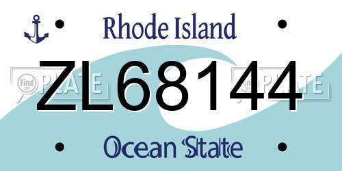 ZL68144 Rhode Island License Plate