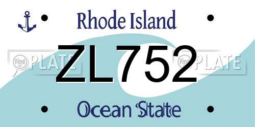 ZL752 Rhode Island License Plate