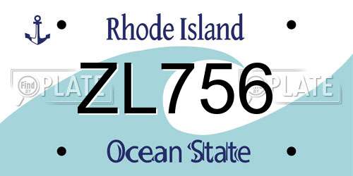 ZL756 Rhode Island License Plate