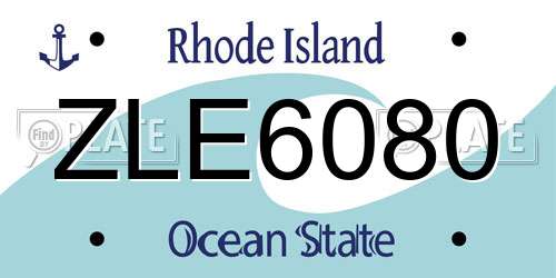ZLE6080 Rhode Island License Plate