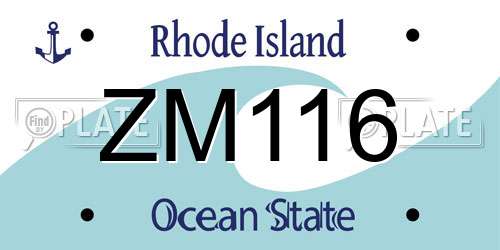ZM116 Rhode Island License Plate