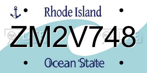 ZM2V748 Rhode Island License Plate