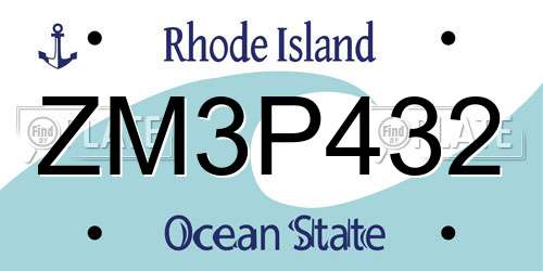ZM3P432 Rhode Island License Plate