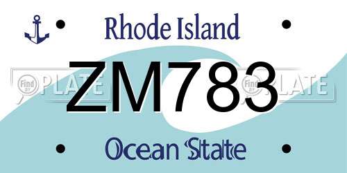 ZM783 Rhode Island License Plate