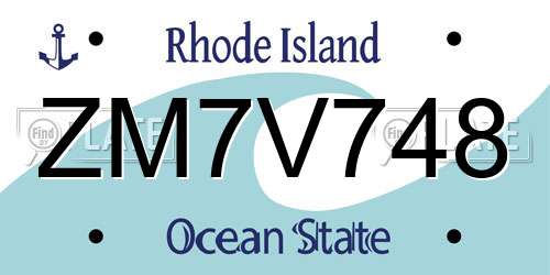 ZM7V748 Rhode Island License Plate