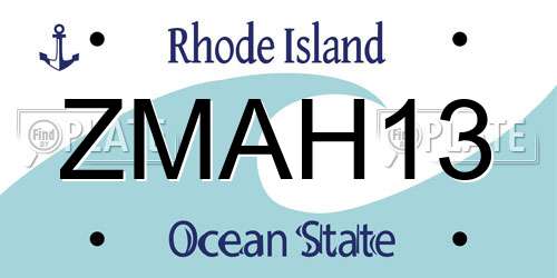 ZMAH13 Rhode Island License Plate
