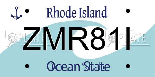 ZMR81I Rhode Island License Plate