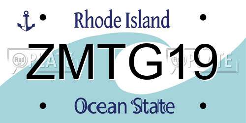 ZMTG19 Rhode Island License Plate