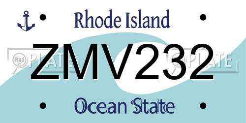 ZMV232 Rhode Island License Plate