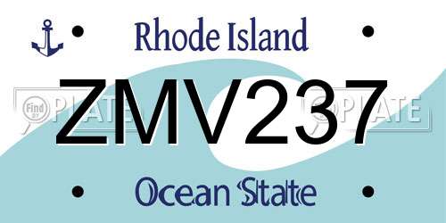 ZMV237 Rhode Island License Plate