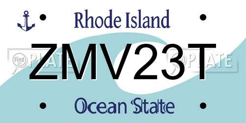 ZMV23T Rhode Island License Plate