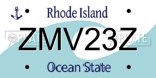 ZMV23Z Rhode Island License Plate