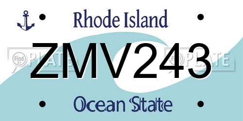 ZMV243 Rhode Island License Plate