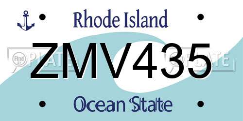 ZMV435 Rhode Island License Plate