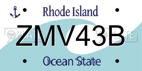 ZMV43B Rhode Island License Plate
