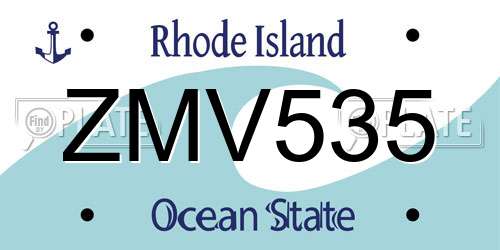 ZMV535 Rhode Island License Plate