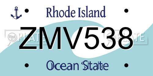 ZMV538 Rhode Island License Plate