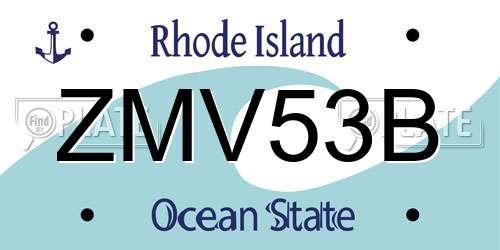 ZMV53B Rhode Island License Plate