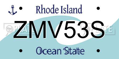 ZMV53S Rhode Island License Plate